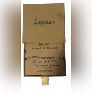 ‘ACTUALLY I CAN’ MORSE CODE BRACELET JOYCUFF SILVER TONE NEW